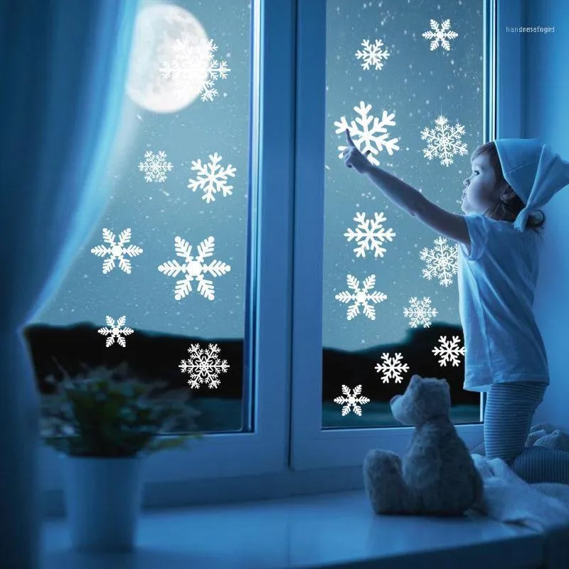 Christmas Decorations 27Pcs Snowflake Window Sticker Wall Stickers Room Decals For Home Year 2022