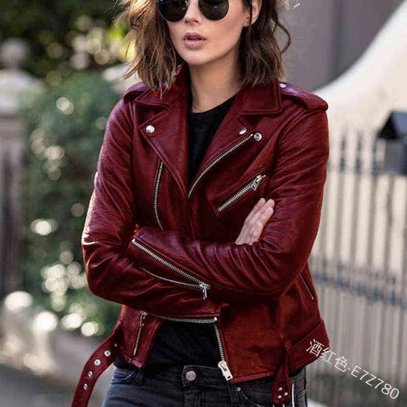 Leather jacket dark red clearance