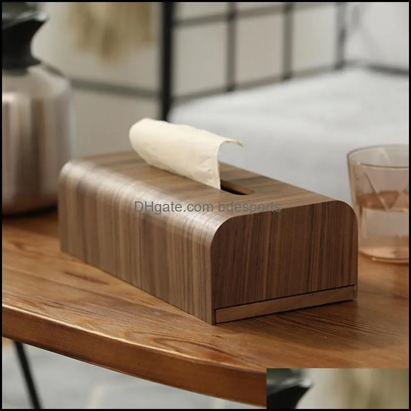 Tissue Boxes & Napkins Walnut Wood Box Home Paper Table Creative Desktop Storage Simple Fashion Living Room