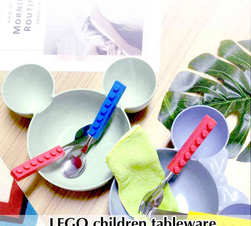 Creative Lego BPortable Sile Stainless Steel Tableware Set Travel Kids Adult Cutlery Fork Picnic Set Gift Dinnerware (1)