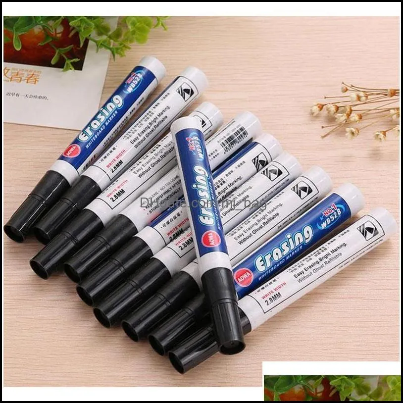 Black Red Blue Erasable Whiteboard Pens Office School Point 0.1Inch Smooth Writing Pens Whiteboard Writing Erasable Markers Pen Dh1326