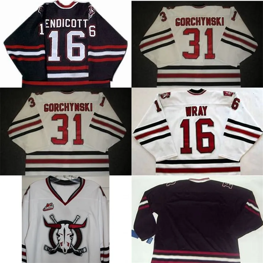 Mit Deer Rebels 16 Brennen Wray 16 Endicott 31 Gorchynski Uomo Donna Gioventù 100% Ricamo personalizzato qualsiasi nome qualsiasi numero Maglie da hockey