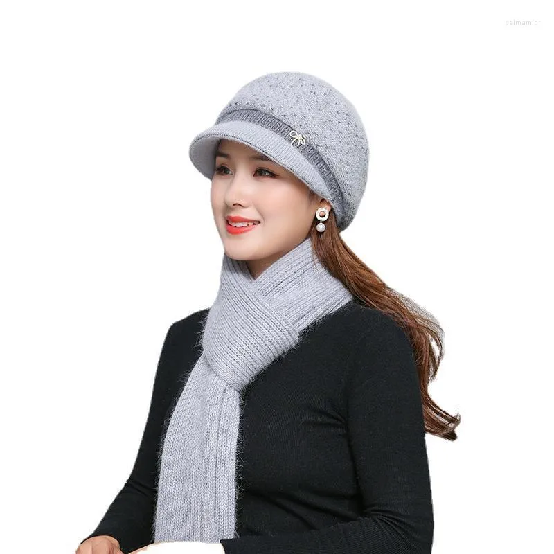 ベレット冬の帽子スカーフ2ピースの女性中年と年配