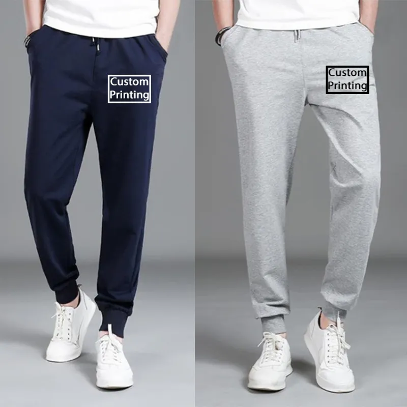 Impressão personalizada calças de jogging masculinas cor sólida fitness sweatpants fácil de combinar calças em casa vip exclusivo produto personalizado 220613