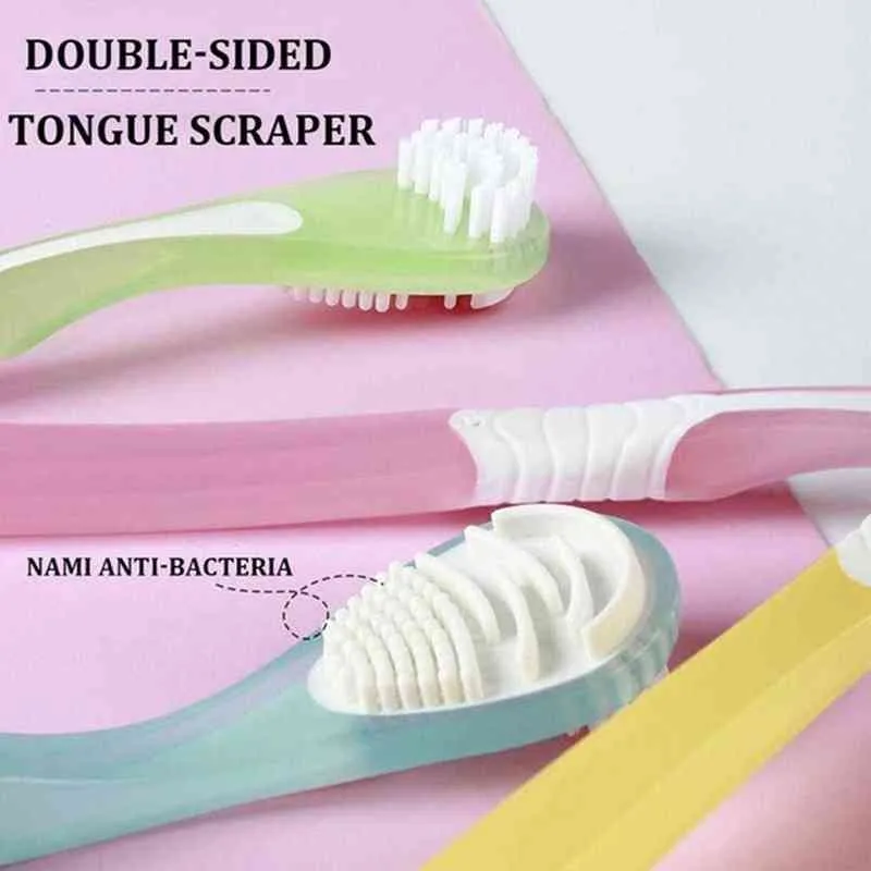 NEW Double Side Tongue Cleaner Brush For Cleaning Care Tool Silicone Scraper Toothbrush Fresh Breath 220614