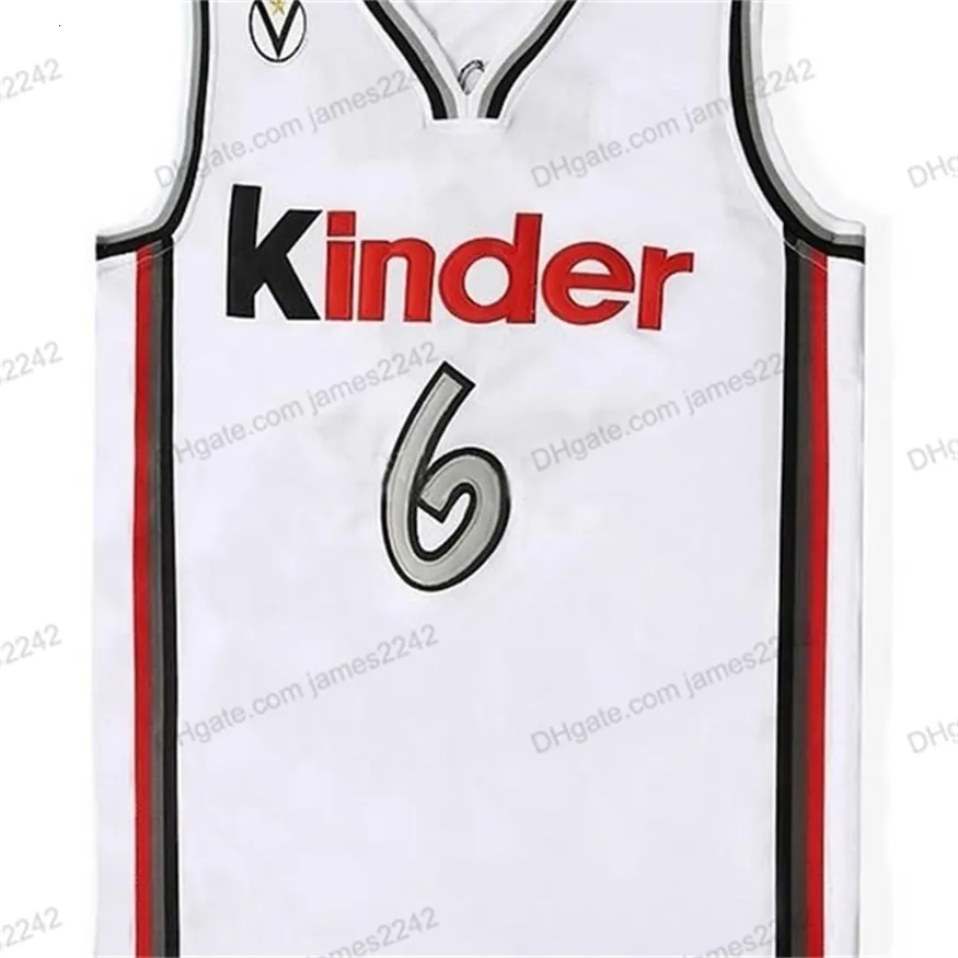 Nikivip Custom Kinder # Ginobili Basketball Jersey Męskie White White Dowolne rozmiar 2xS-5xl Nazwa i numer najwyższej jakości