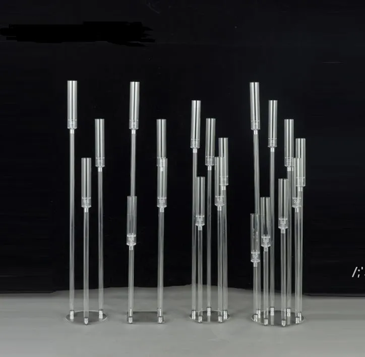 Candle Holders 10 Set Crystal Candlestick 3\4\5\8 Heads Table Center Flower Stand Transparent Acrylic Holder Road Lead by sea BBB14645