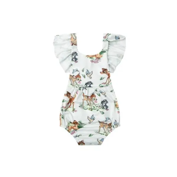 Småbarns spädbarn Nyfödda flickor hjortar ärmlös bodysuit jumpsuit pannbandskläder outfit 2st set gc1352