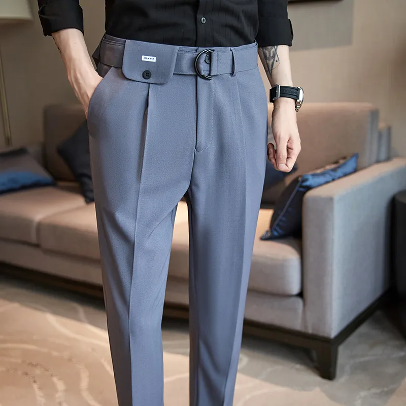 Men's Solid Color Business Slim Fit Trousers Formal Office Social Party  Dress Suit Pants