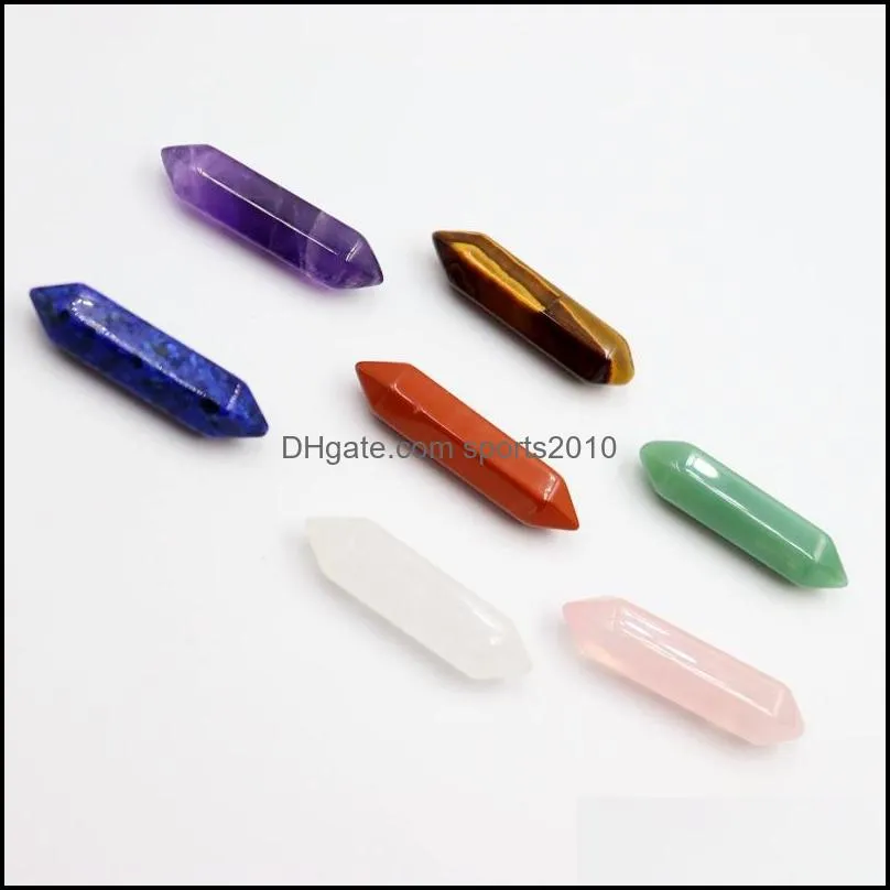 8x32mm 7 chakra set reiki natural stone crystal stones polishing rock quartz yoga energy bead chakra healing decoration sports2010