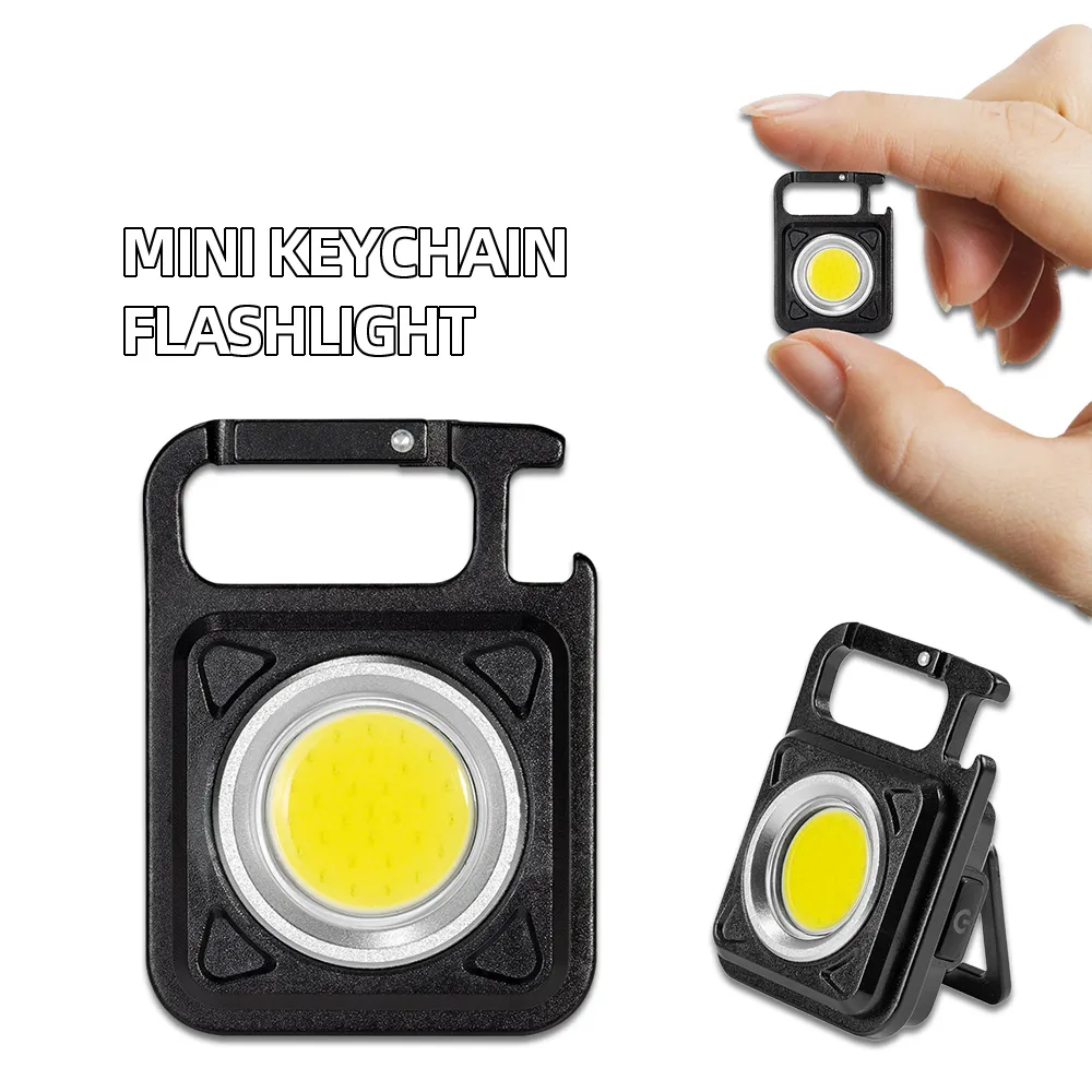 Utomhusbelysning Super Bright Mini Ficklight Camping Light Cob Keychain Arbetsljus laddningsbar strålkastare med stark magnet IP64 Vattentät