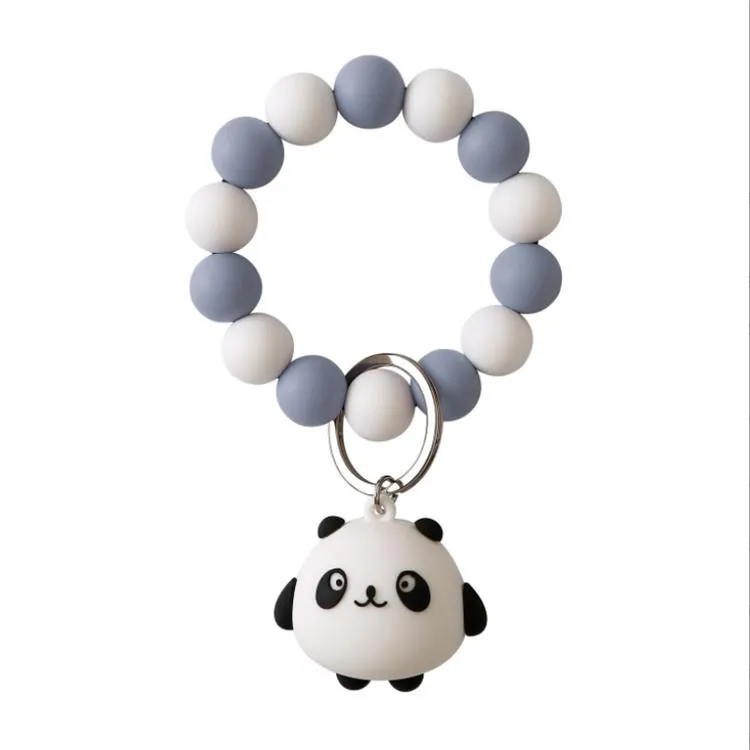 Cartoon Silicone Beads Bracelets Finger Toys Keychain Spot Colors Wristbands Decoration Keyring For Shoulder Bag