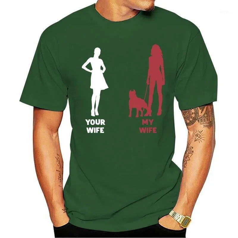 Camisetas para hombres Tu esposa My Pitbull Dog Lover Descuento de regalo 100 % Algodón 2022 Camiseta de moda para