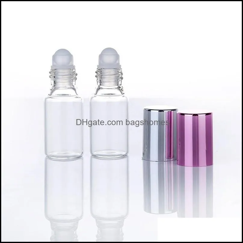 5ml clear glass essential oil roller bottles with glass roller balls aromatherapy perfumes lip balms roll on bottles dh4800