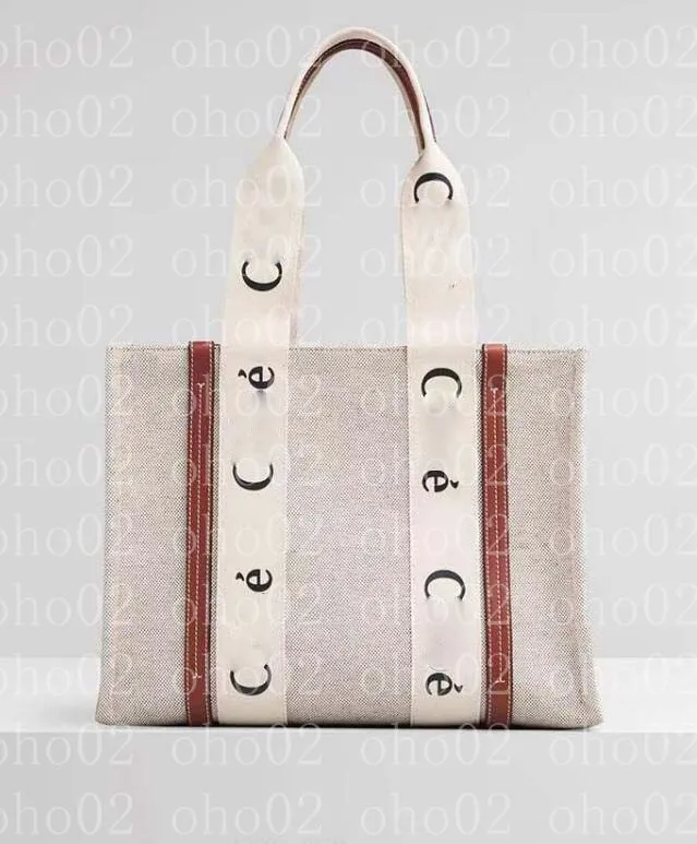 2022 Womens Shopper Mode Väskor Axelväska Dam Canvas Woody Tote Handväskor Portmonnäer Små Medium Stor Hög kvalitet Handväska partihandel