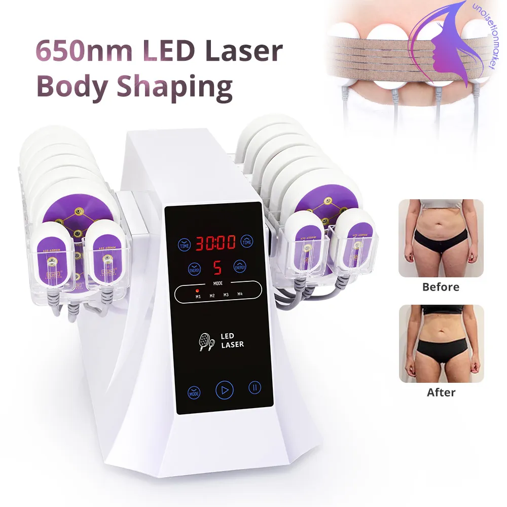 Lipolaser Remoção de celulite Equipamento de queima de gordura Diodo Lipo Diodo a laser Máquina de perda de peso 650nm 14 pás