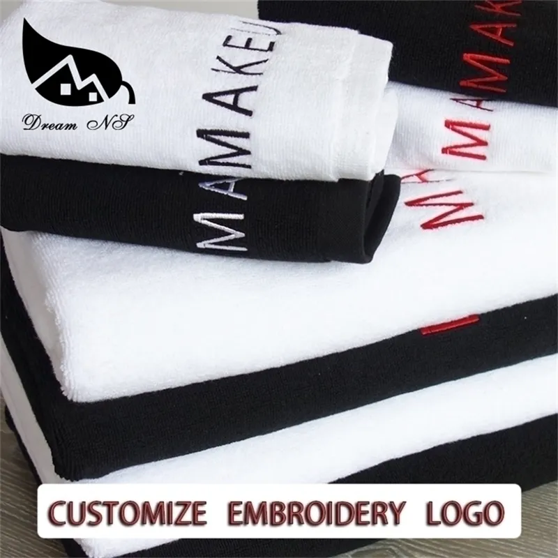 100% Cotton Luxury Beach Free Design Custom Embroide Wedding Memorial Lovers Custom Message Towel 220616