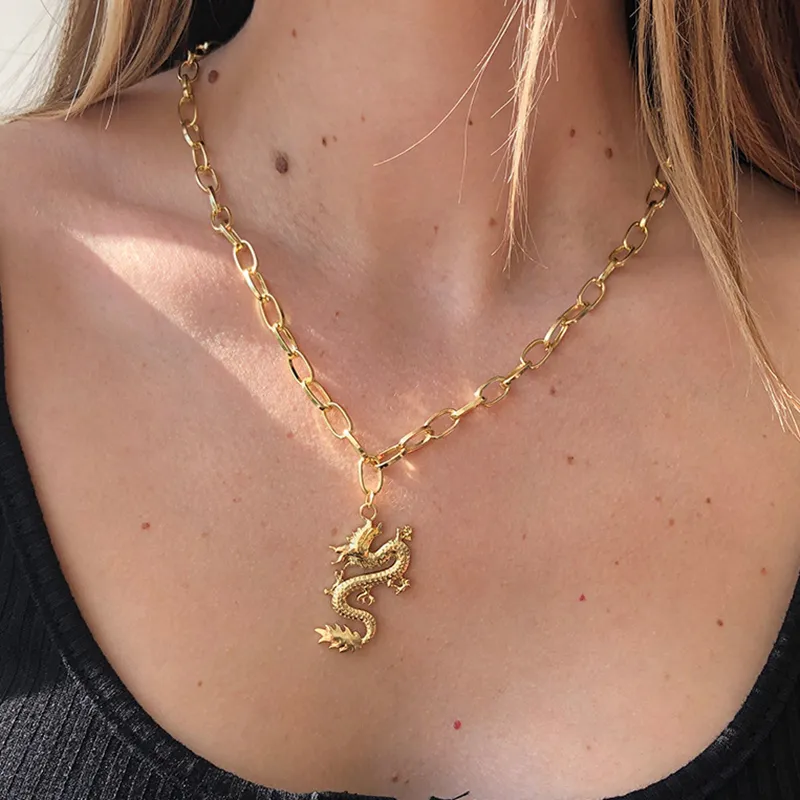 Collana girocollo con ciondoli a forma di ragno drago di cristallo per donna y2k Estetico Oro Argento Catena a maglia cubana Hip Hop Punk Grunge Compleanno Gioielli Accessori Regali per Donna