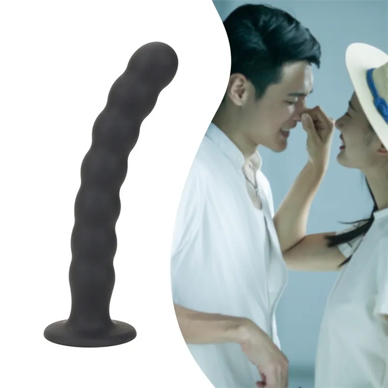 Dildo a sfere in silicone stimolatore prostatico con ventosa_voghion.com