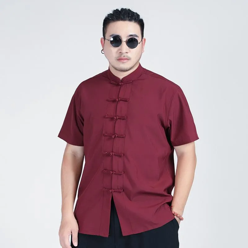 Mäns avslappnade skjortor Summer Tang Suit Men's Short Sleeve Shirt Plus Size 7xl 8xl 10xl Chinese Style Traditionell manliga tröjor