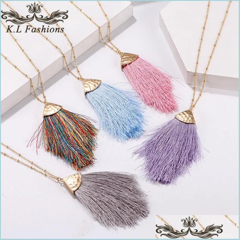  long colorful tassel necklace for women charm vintage fashion sweater chain necklace boho bohemian ethnic vintage jewelry