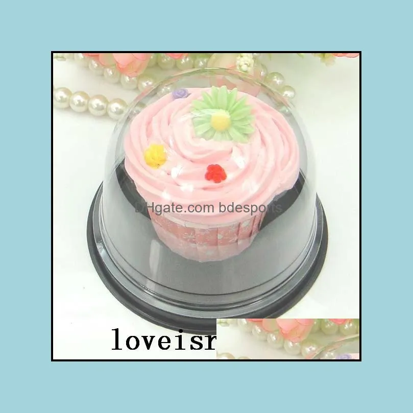 New Arrivals-50pcs=25sets Clear Plastic Cupcake Cake Dome Favor Boxes Container Wedding Party Decor Gift Boxes