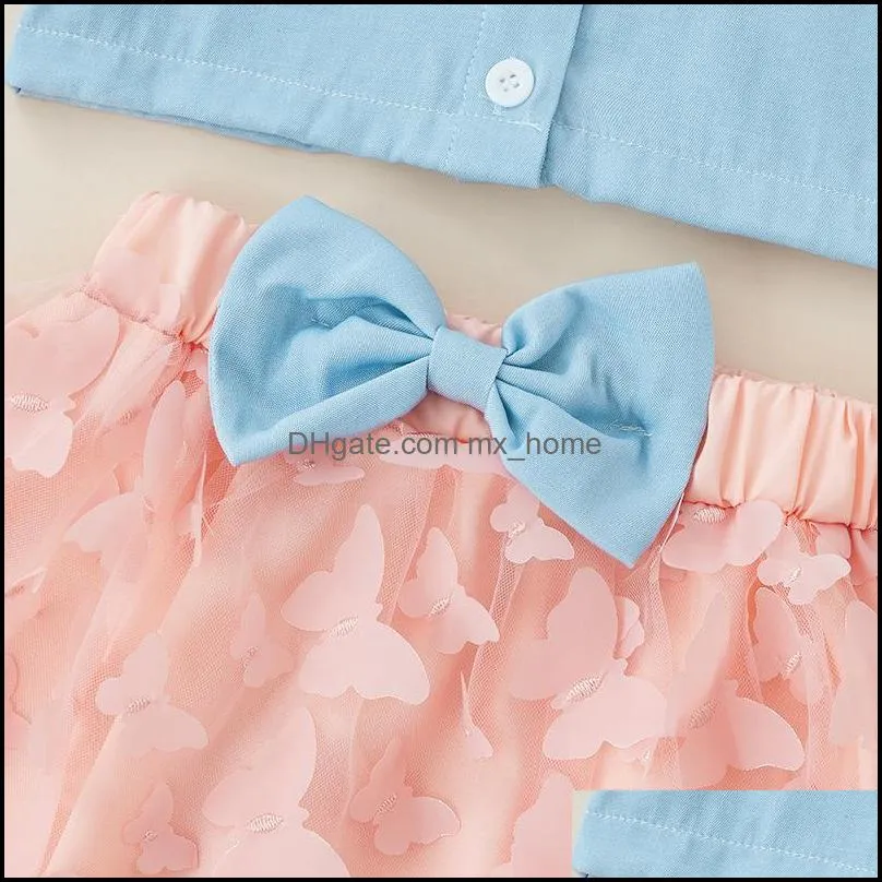 kids clothing sets girls outfits children flying sleeve shirt tops butterfly skirts 2pcs/set summer fashion boutique baby clothes