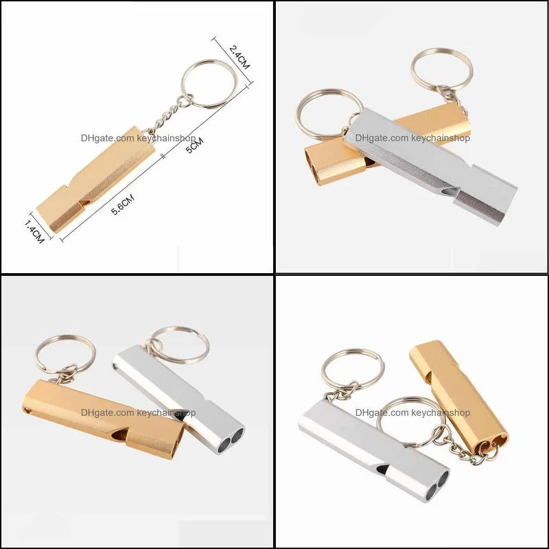 keychains dual-tube survival whistle portable aluminum safety for outdoor hiking camping emergency keychainskeychains