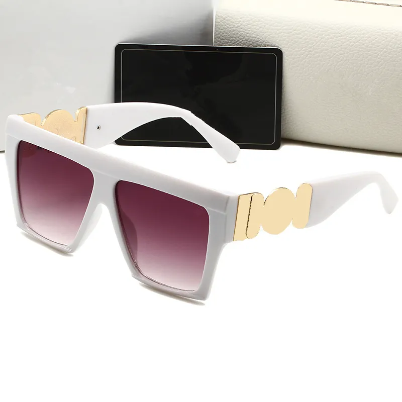 Vintage manlig platt topp solglasögon män vita fyrkantiga nyanser uv400 designer solglasögon för kvinnor med låda