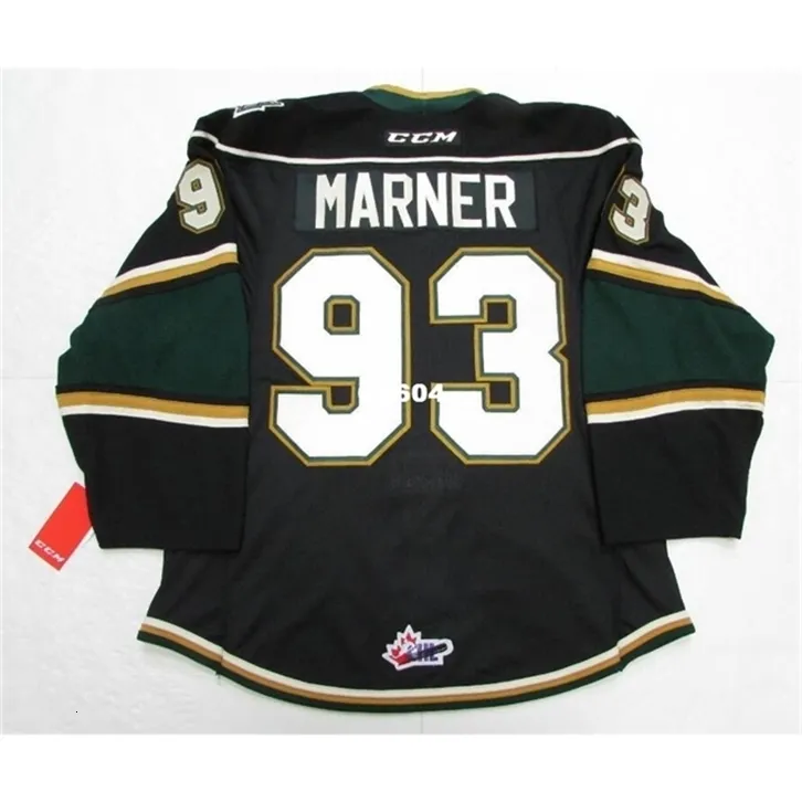 Chen37 Men real Bordado completo #93 Mitch Marner Londres Cavaleiros OHL Authentic Third Edge 2.07287 ou personalizado qualquer nome ou número Jersey de hóquei