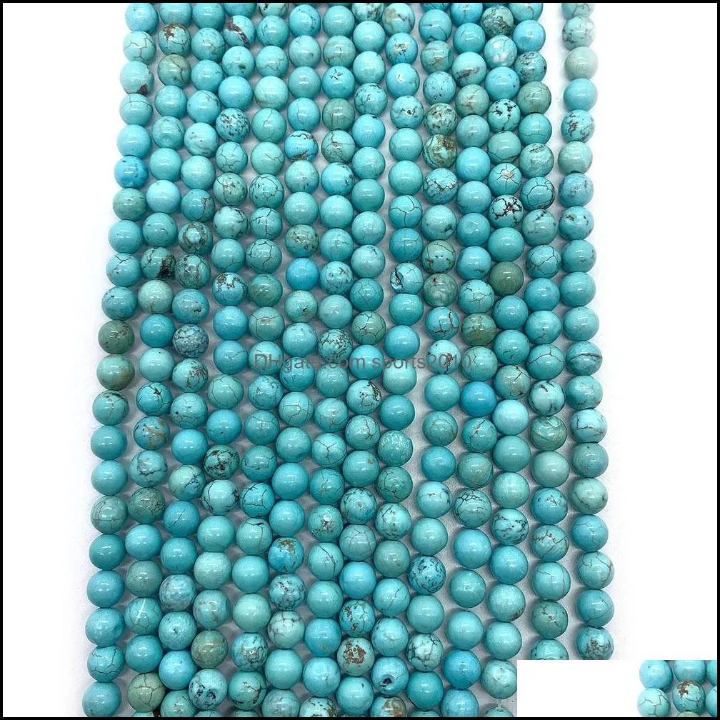 natural stones 6mm 8mm 10mm loose turquoise stone beads string diy bracelet accessories wholesale jewelry makin sports2010