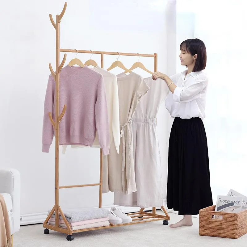 Szafa do przechowywania w szafie odzieżowej Sypialnia sypialnia prosta stojak na ubrania nowoczesne gospodarstwo domowe wielofunkcyjne mobilne stałe drewno drewniane worka