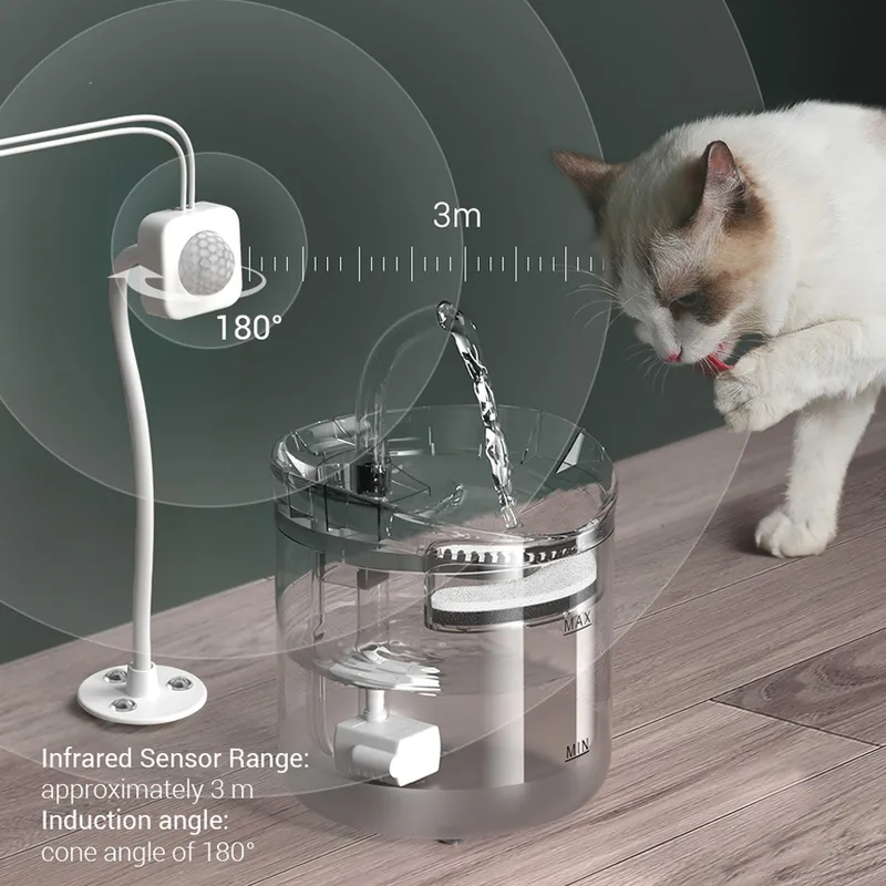 Bulk Intelligent Cat Water Fountain With Faucet Dog Dispenser Transparent Drinker Pet Drinking Filters Feeder Waterproof Motion Sensor 220323 At Only 25.5 DHgate.Com