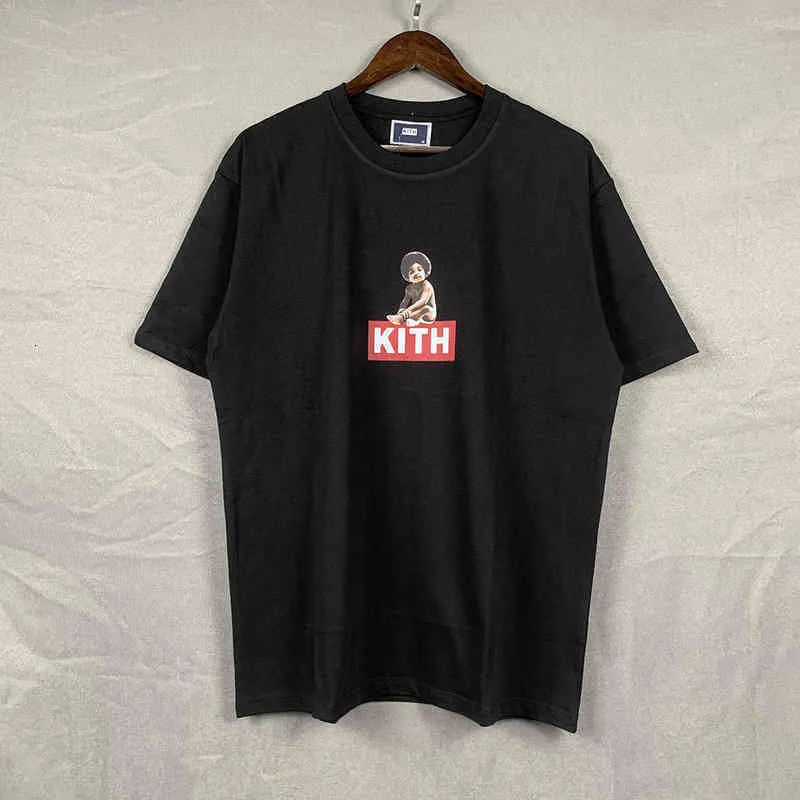 Camisetas kith masculinas beijo memorial rap cantor de rap infantil de cabeça de cabeça redonda no pescoço e camiseta feminina 9xpe s06