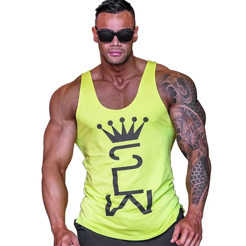 Hombres Tank Top Gym Workout Singlet Blusa sin mangas Stringer Tank Tops Bodybuilding Show Muscle 220627