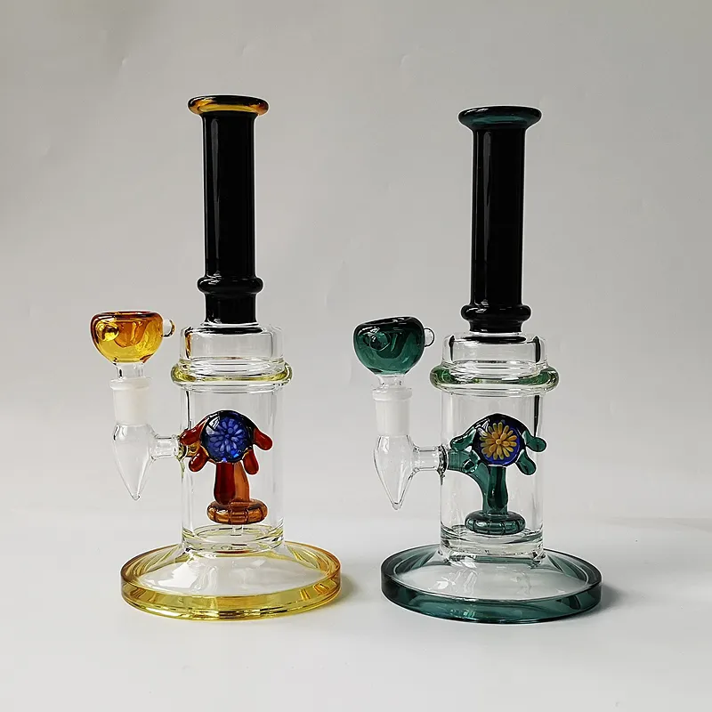 Soffione doccia all'ingrosso Perc Tubo dritto Narghilè Vetro spesso 14mm Femmina Joint Design Oil Dab Rigs Bong Heady Glass Tubi d'acqua con ciotola CS1223