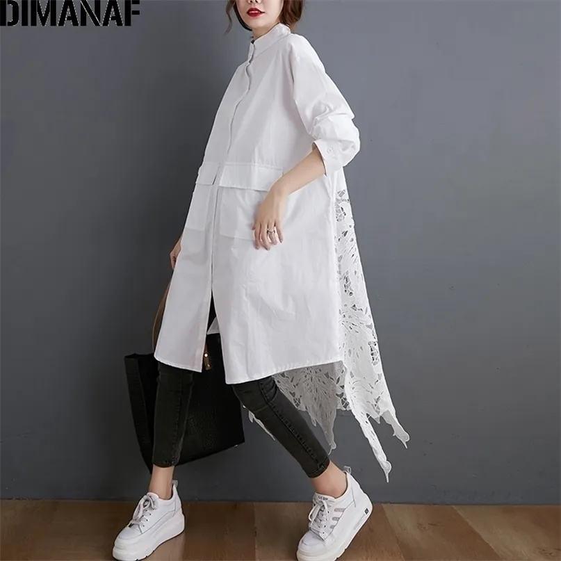 Dimanaf Plus Size Camicia Camicia Abbigliamento moda in pizzo floreale elegante tops casual a maniche lunghe a maniche lunghe cardigan 220402