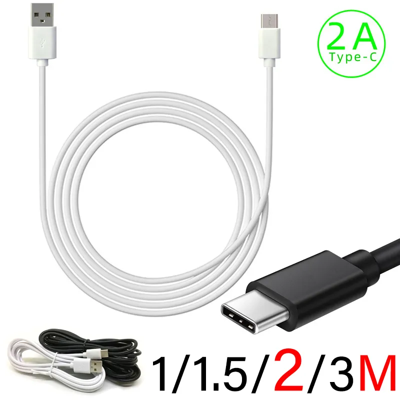 2m/6ft Type C snellaadkabel PVC USB -telefoongegevenskabels