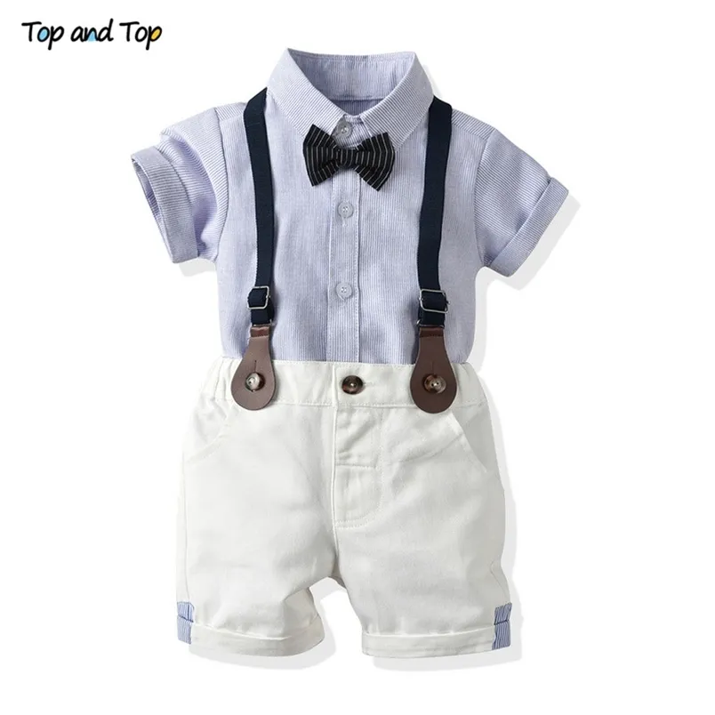 Top et enfant en bas âge bébé garçon ensemble de vêtements Gentleman chemise à manches courtes jarretelles Shorts 2 pièces tenues né vêtements 220620