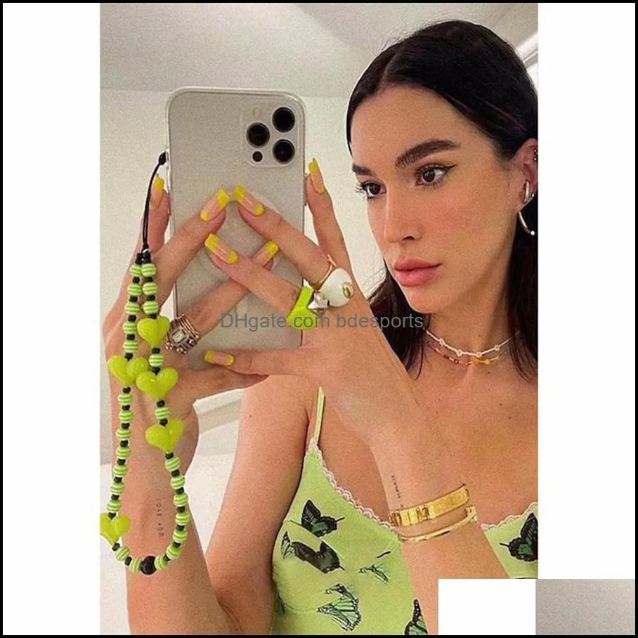 Party Favor Popular fashion mobile phone chain female decorative colorful beads soft pottery smile spring and summer with anti-lost