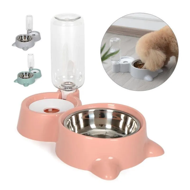 Bubble Pet Bowls Stainless Steel Automatic Feeder Water Dispenser Food Container for Cat Dog Kitten Supplies Drop Ship Y200917