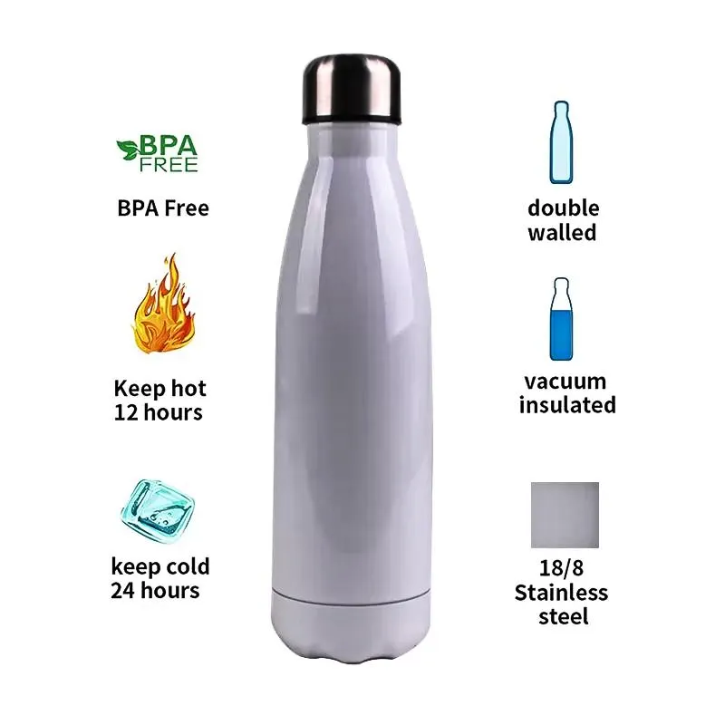 DIY Blank Sublimation 17oz Cola Bottle Vacuum Flask Sports Water Bottle Stainless Steel Double Wall Thermos with Lid 0425
