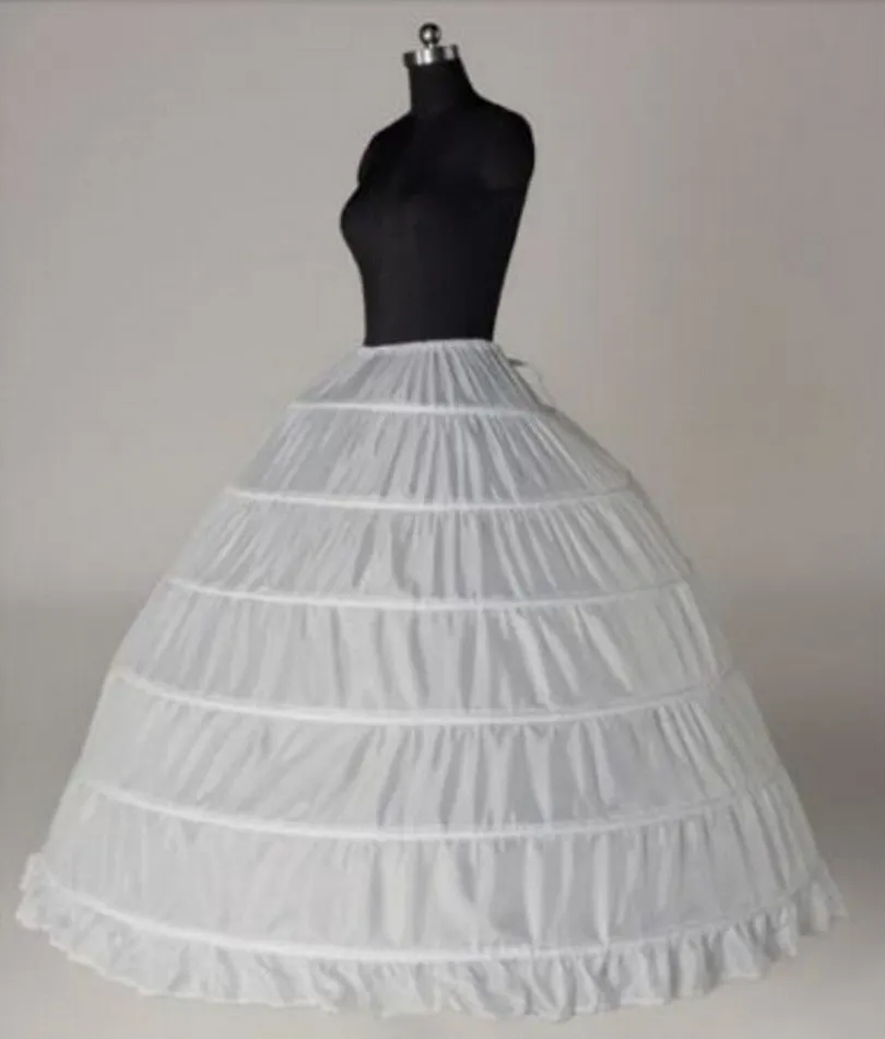 2022 Kobiety Kolan Długość Wspaniała biała 6 -obręczna halka do petticoat Crinoline Slip Underskirt Bridal Wedding Suknianta