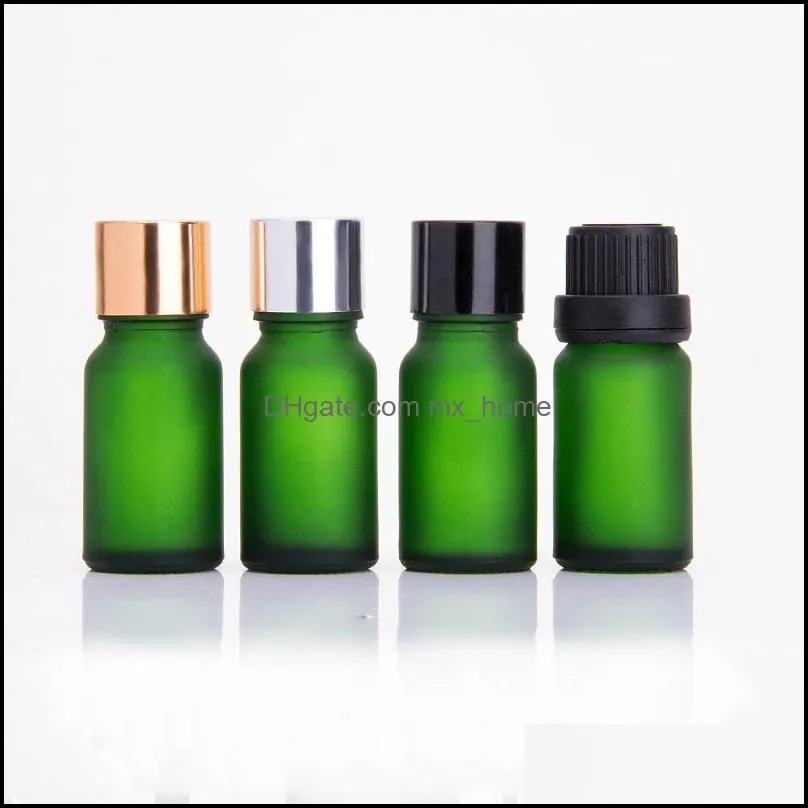 10ml Essential Oil Perfume Bottle Empty Frosted Green Glass Bottles Liquid Aromatherapy Dispenser Container with insert plug
