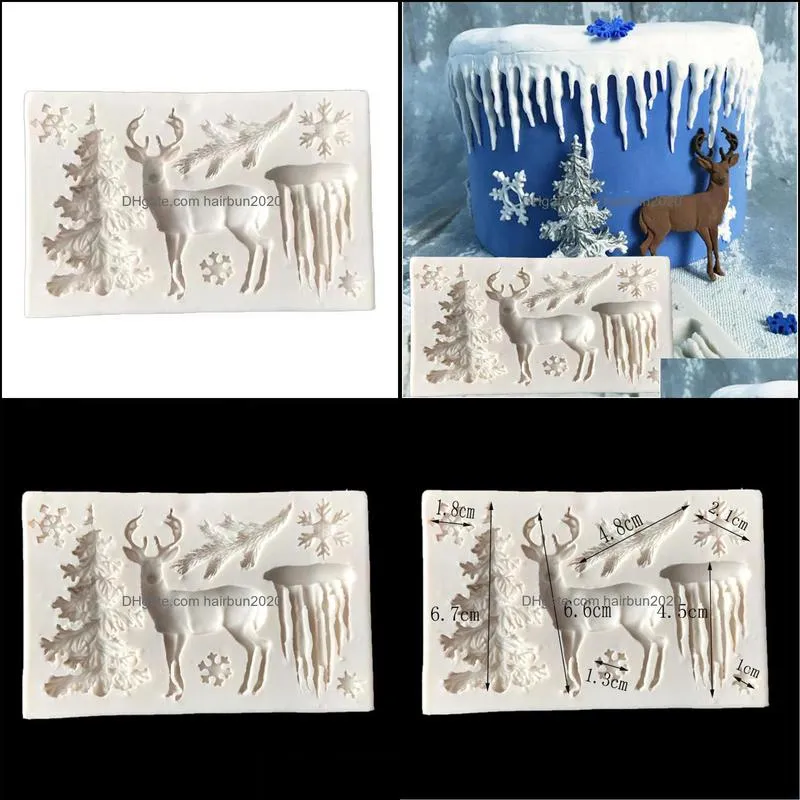 Baking Moulds 3D Christmas Decorations Deer Snowflake Lace Chocolate Party DIY Fondant Cooking Cake Decorating Tools Silicone Mold