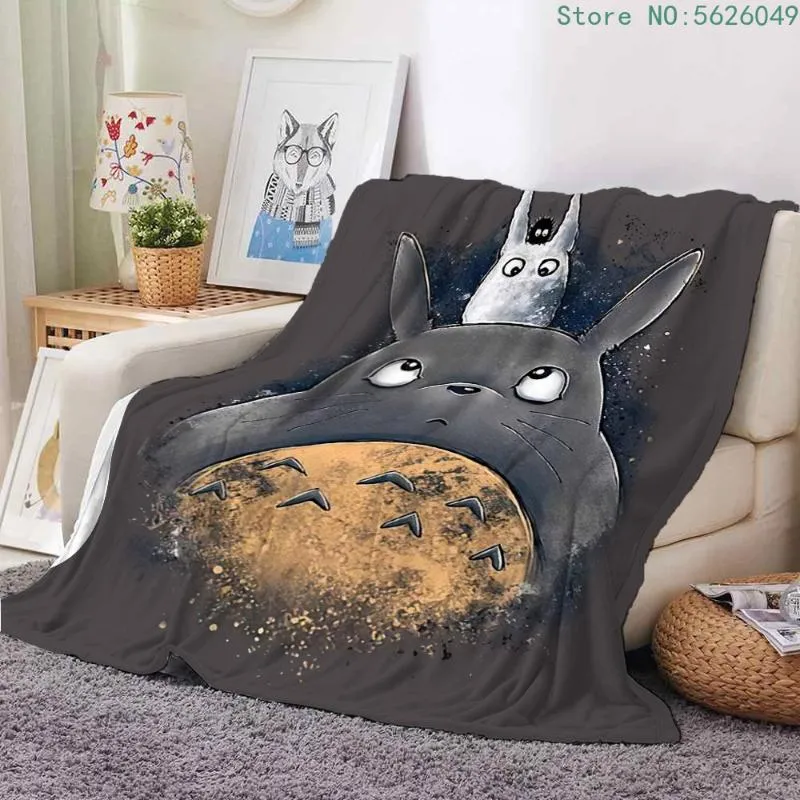 Decken Cartoon Anime Flanell Wurf Decke Mein Nachbar Totoro Fleece für Sofa Jungen Mädchen Kinder Geschenk Niedliche weiche Bettbezug