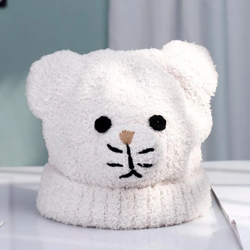 Berets 2022 Fashion Bear Hat Beanies Knitted Winter Solid Hip-hop Panama Cap Costume Accessory Gifts Warm Bonnet