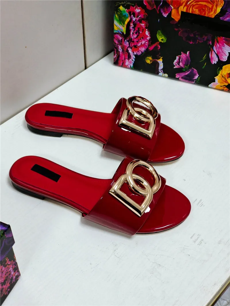 Designer luxe dames sandalen nappa mordore dia's met d logo slippers met doos met doos