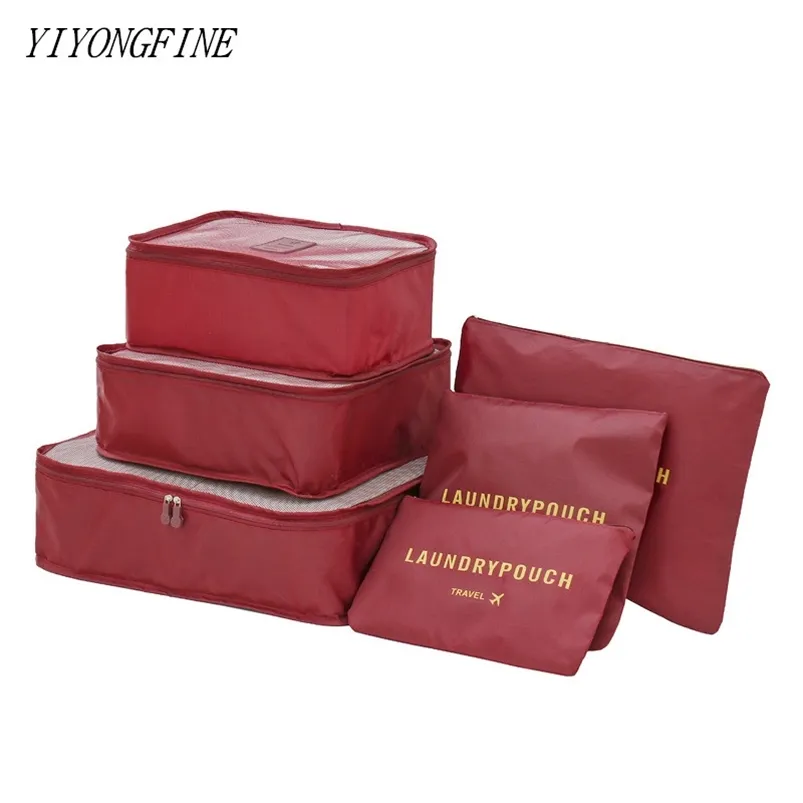 6 pièces ensemble de rangement pour vêtements rangé organisateur garde-robe pochette unisexe multifonction emballage Cube sac de voyage 220701