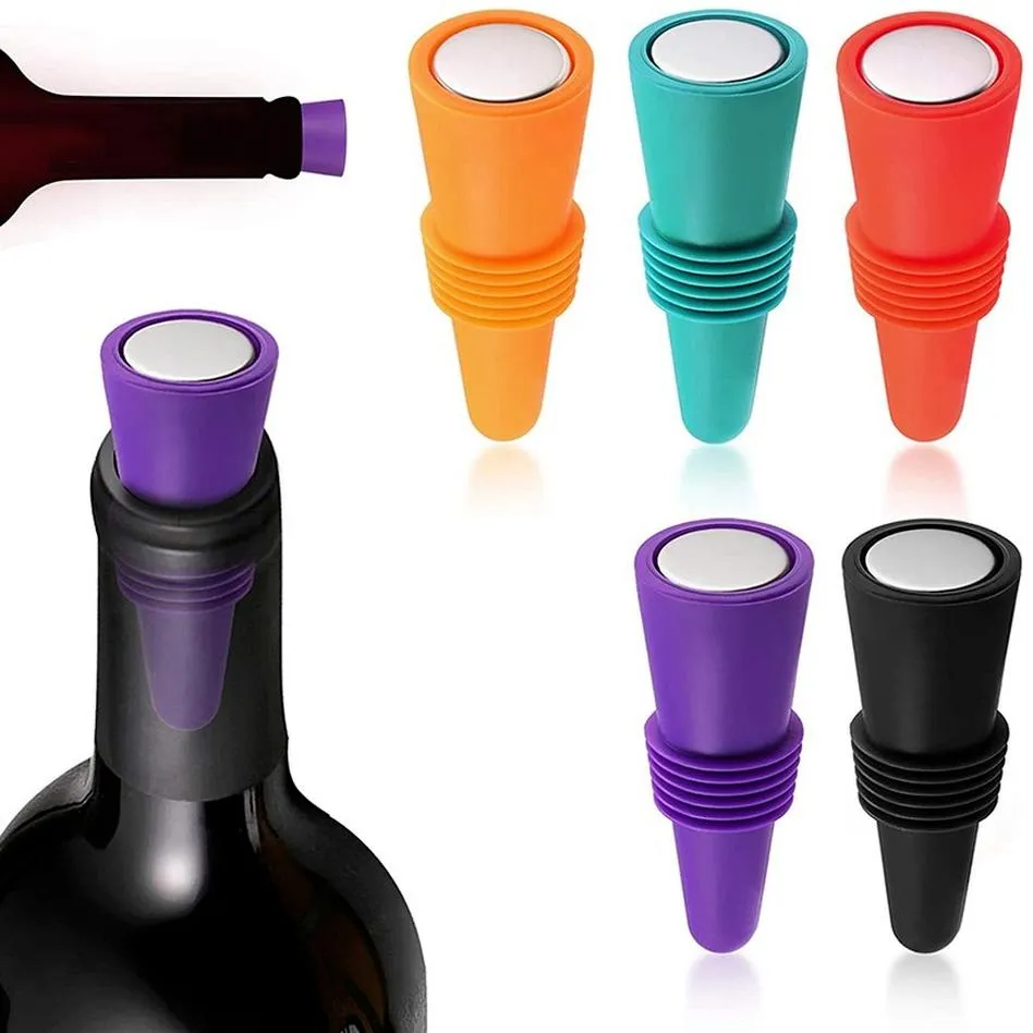 UPS Premium Silicone Wine and Beverage Bottle Cap Set Leak Proof Champagne Bottles Sealer Stoppers Wine Cork Saver Stopper Reusable